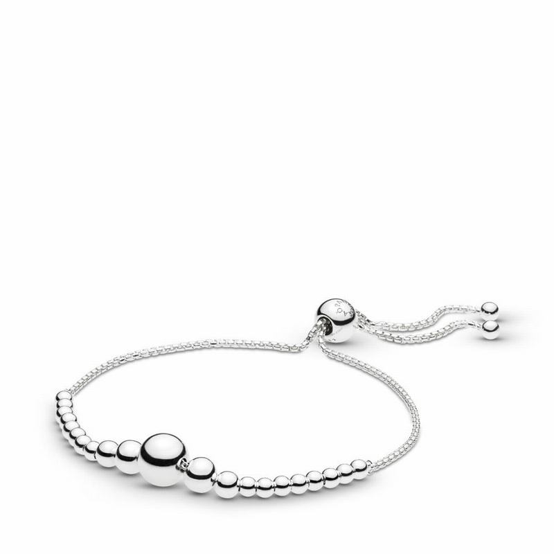 Pandora String Of Beads Sliding Bracelet Ireland - Sterling Silver/Silicone - 183274VQE